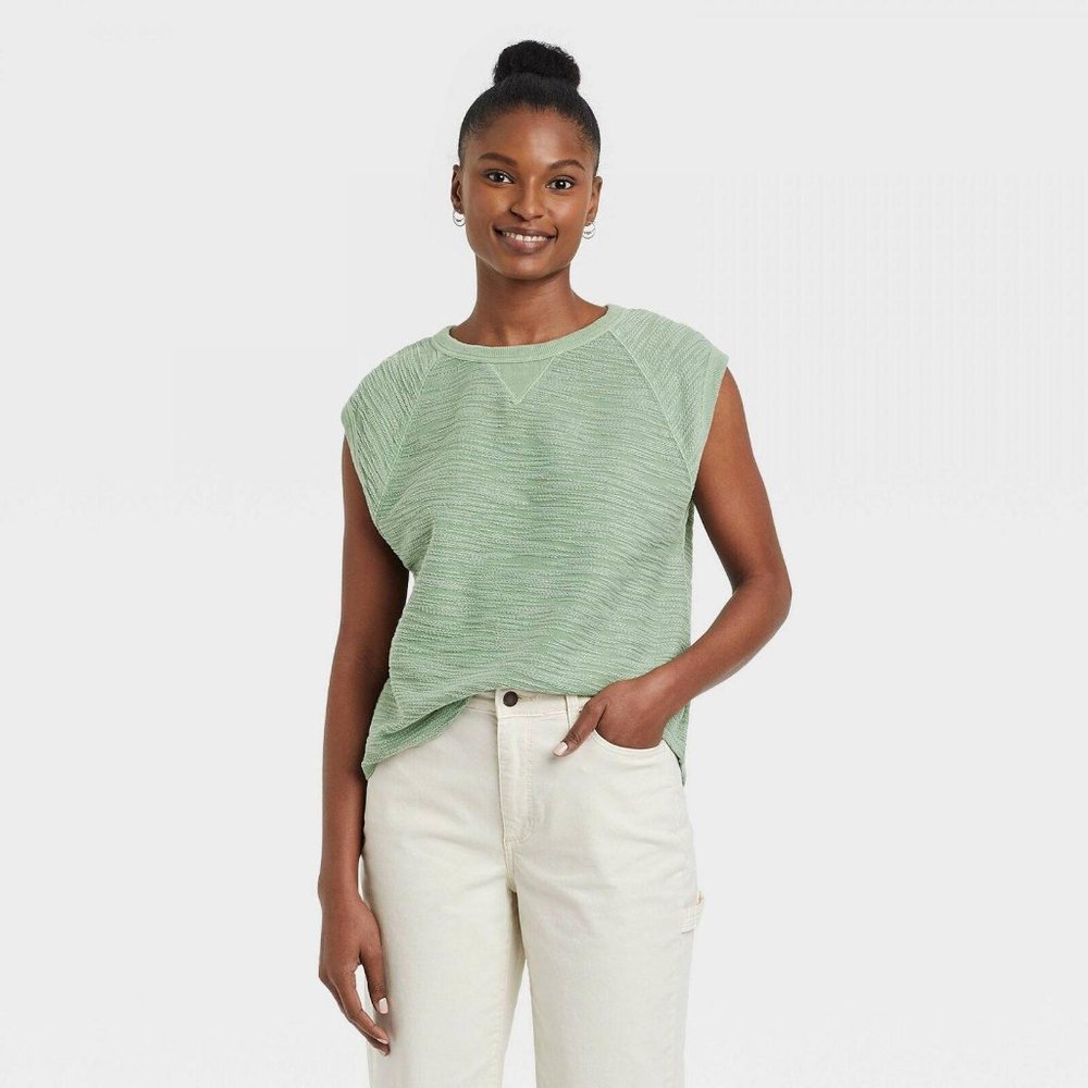 NWT Universal Thread Women's Sleeveless Ribbing Sweatshirt XXL Green - Picture 1 of 7